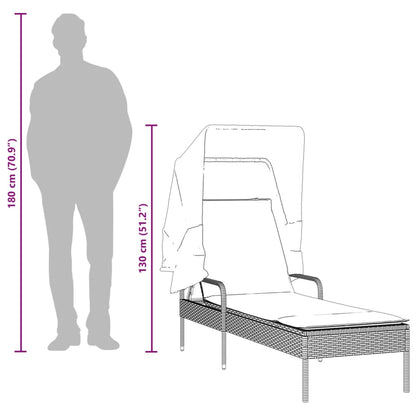 loungesofa med baldakin polyrattan sort