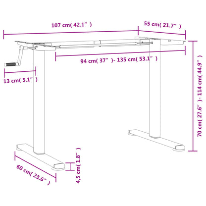 Gestell für Stehpult (94-135)x60x(70-114) cm Stahl weiß