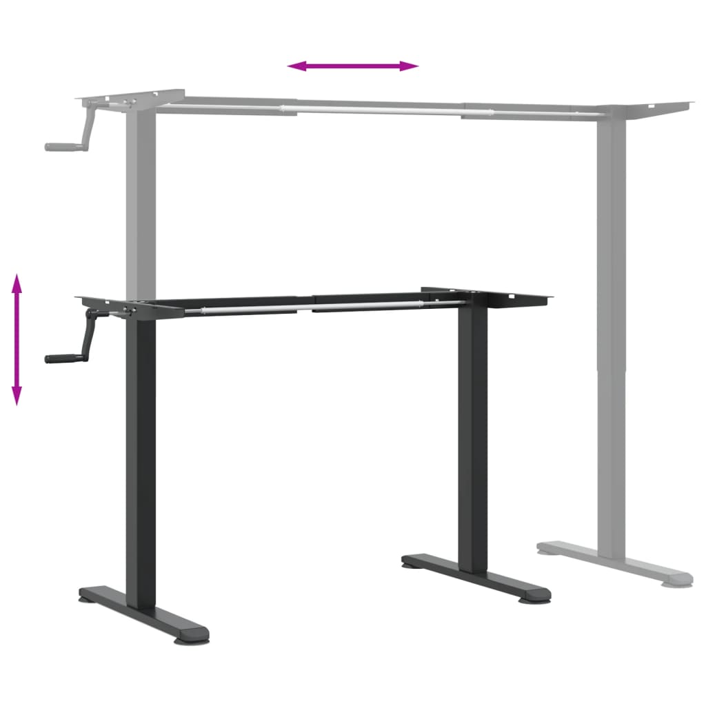 Stående skrivbordsram (94-135) x 60 x (70-114) cm stål svart