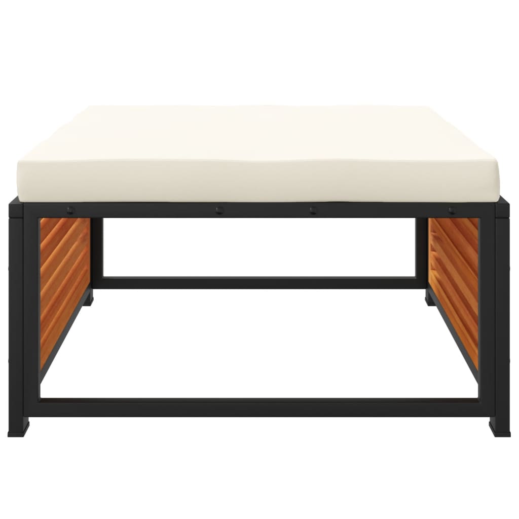 haveskammel med hynde 68x68x30 cm massivt akacietræ