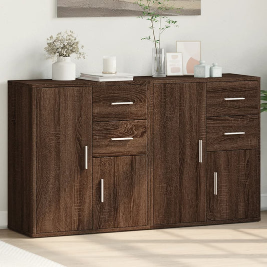 skænke 2 stk. 60x31x70 cm konstrueret træ brun egetræsfarve