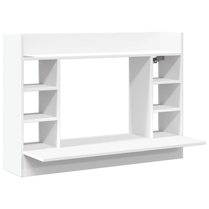 væghængt skrivebord 105x48x75 cm konstrueret træ hvid
