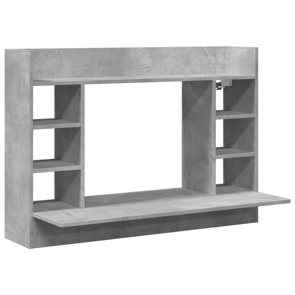 væghængt skrivebord 105x48x75 cm konstrueret træ betongrå
