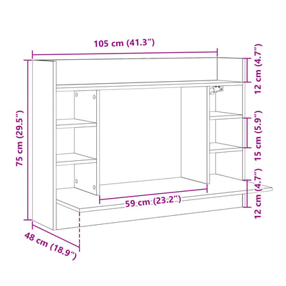 væghængt skrivebord 105x48x75 cm konstrueret træ røget egetræ