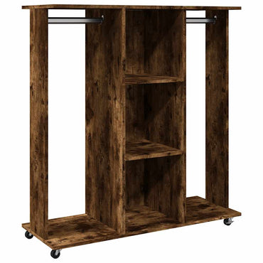 klædeskab med hjul 102x38x110 cm konstrueret træ røget egetræ