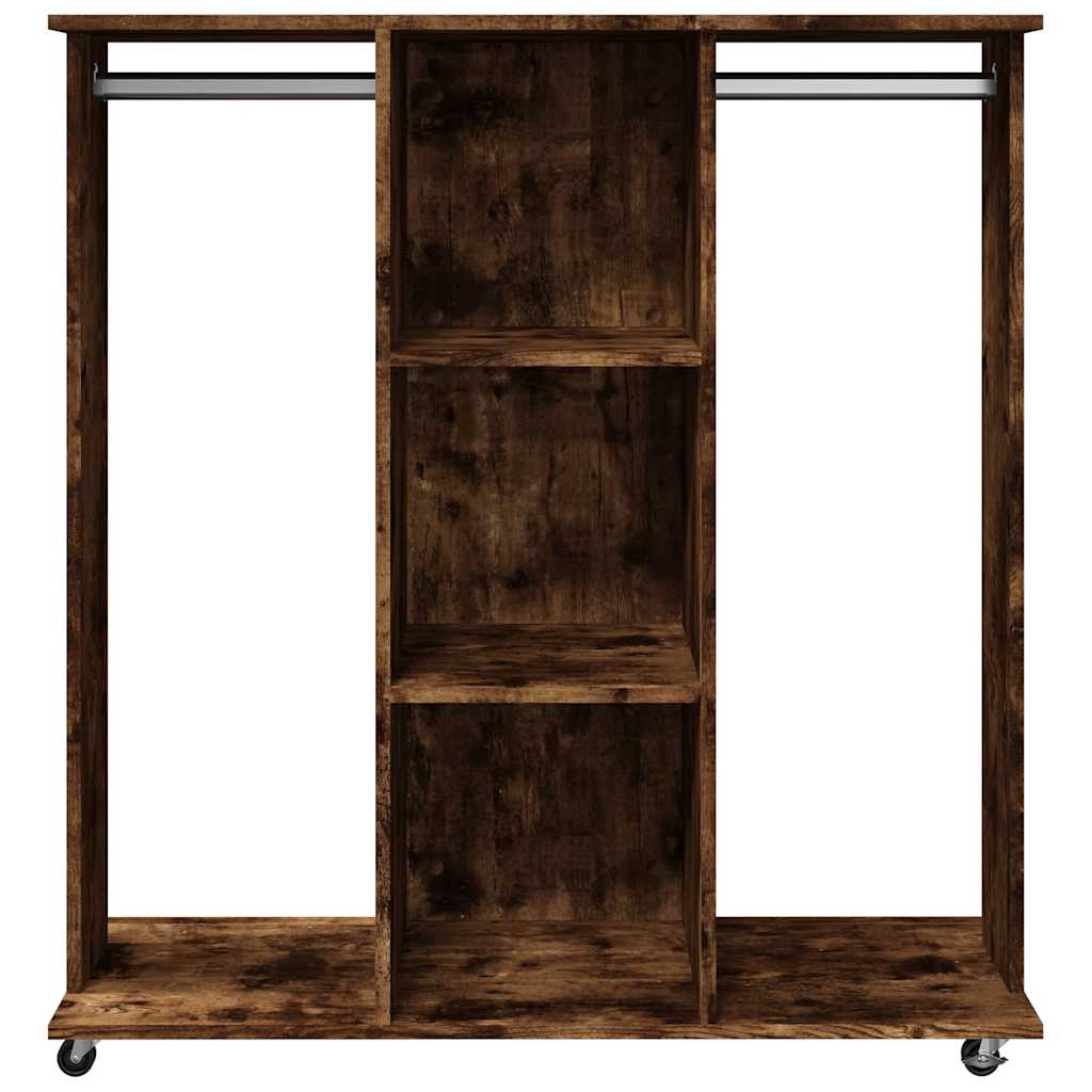 klædeskab med hjul 102x38x110 cm konstrueret træ røget egetræ