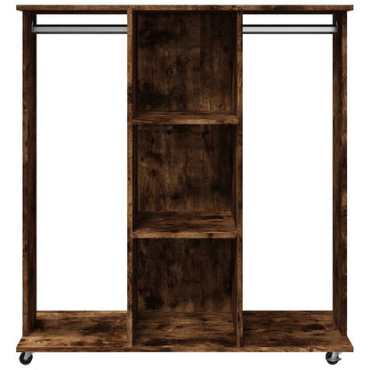 klædeskab med hjul 102x38x110 cm konstrueret træ røget egetræ