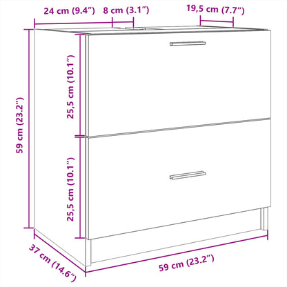 Kommod för tvättställ 59x37x59 cm parkett betong grå