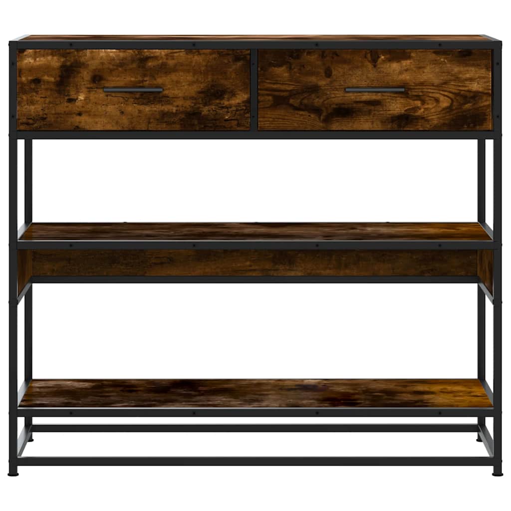 konsolbord 90x35x80 cm konstrueret træ røget egetræsfarve