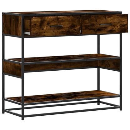 konsolbord 90x35x80 cm konstrueret træ røget egetræsfarve