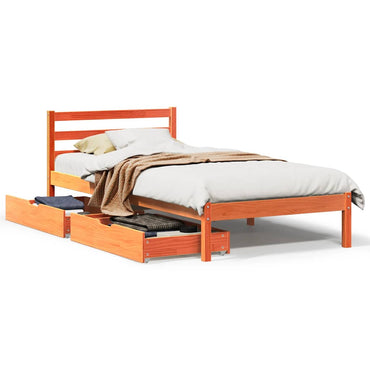 sengeramme uden madras 100x200 cm massivt fyrretræ gyldenbrun