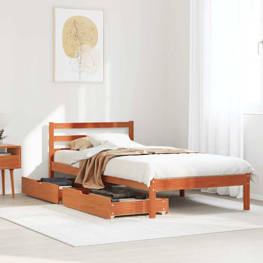 sengeramme uden madras 100x200 cm massivt fyrretræ gyldenbrun
