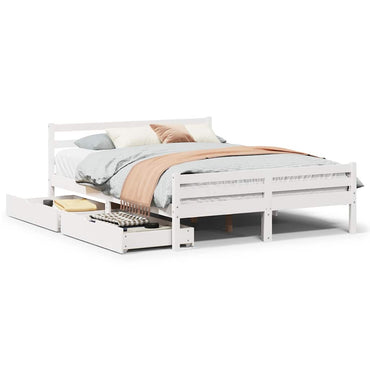 sengeramme uden madras 135x190 cm massivt fyrretræ hvid
