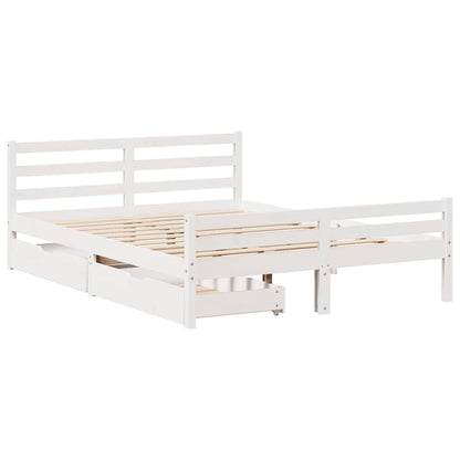 sengeramme uden madras 135x190 cm massivt fyrretræ hvid