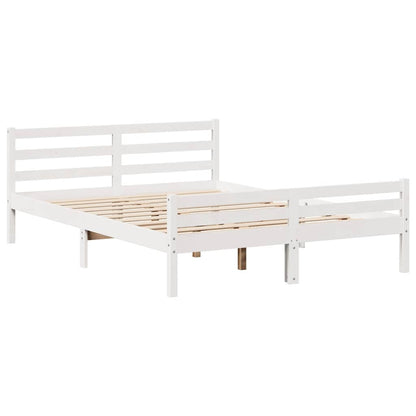 sengeramme uden madras 135x190 cm massivt fyrretræ hvid