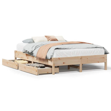 sengeramme uden madras 135x190 cm massivt fyrretræ hvid