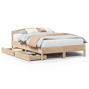 sengeramme uden madras 135x190 cm massivt fyrretræ hvid