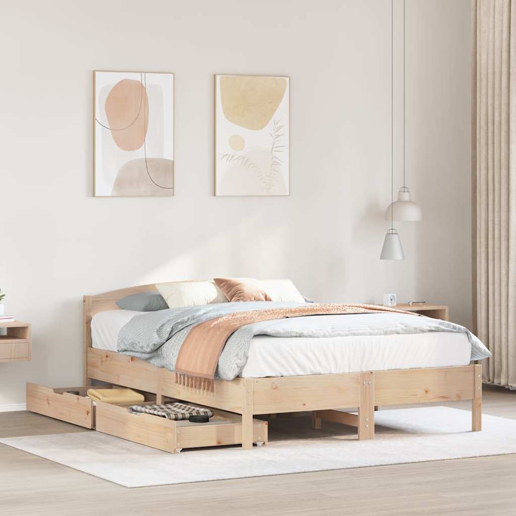 sengeramme uden madras 135x190 cm massivt fyrretræ hvid