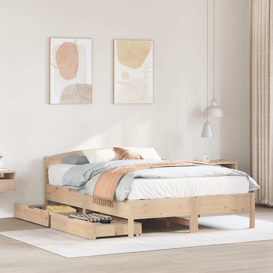 sengeramme uden madras 135x190 cm massivt fyrretræ hvid