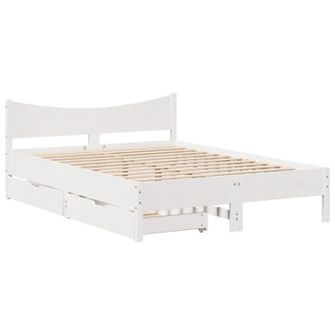sengeramme med skuffer 140x190 cm massivt fyrretræ hvid