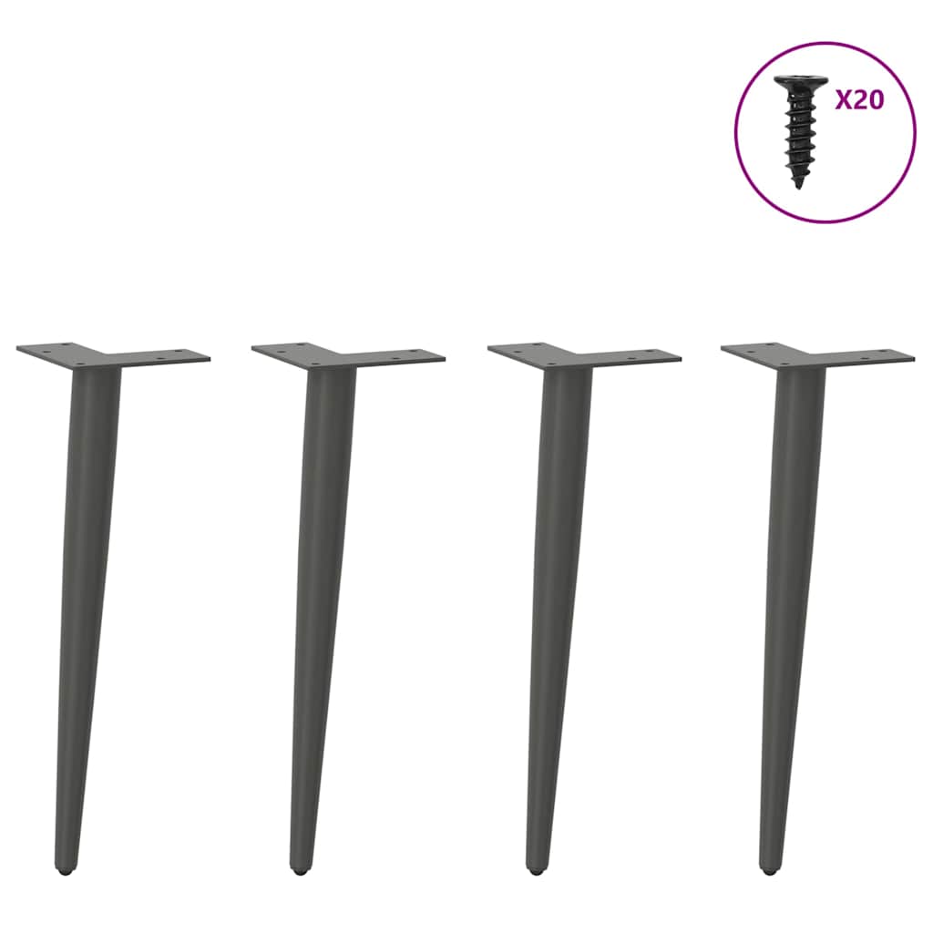 sofabordben konisk form 4 stk. antracit 30-31 cm stål