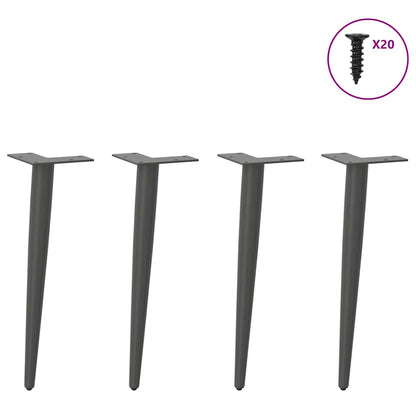 sofabordben konisk form 4 stk. antracit 30-31 cm stål