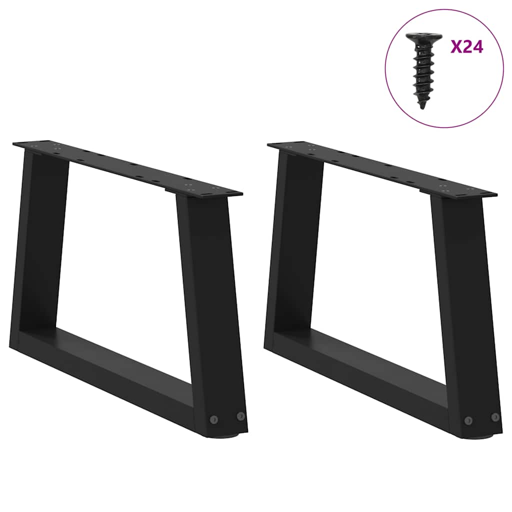 Esstischbeine V-Form 2 Stück Schwarz 60x(30-31,3) cm Stahl