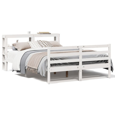 sengeramme uden madras 150x200 cm massivt fyrretræ hvid