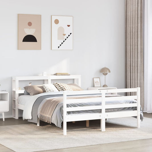 sengeramme uden madras 150x200 cm massivt fyrretræ hvid
