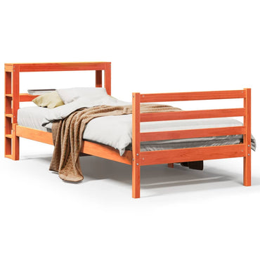 sengeramme uden madras 100x200 cm massivt fyrretræ gyldenbrun