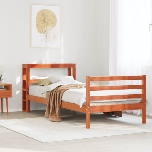 sengeramme uden madras 100x200 cm massivt fyrretræ gyldenbrun