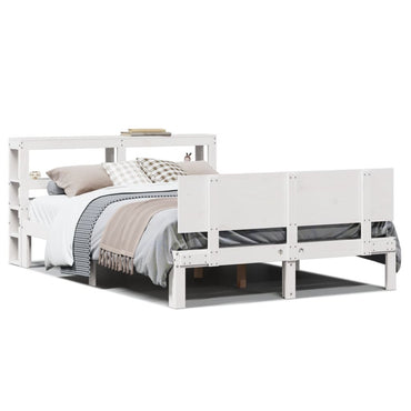 sengeramme med sengegavl 150x200 cm massivt fyrretræ hvid