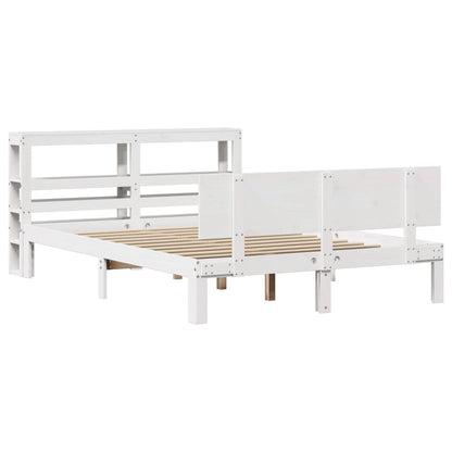 sengeramme med sengegavl 150x200 cm massivt fyrretræ hvid