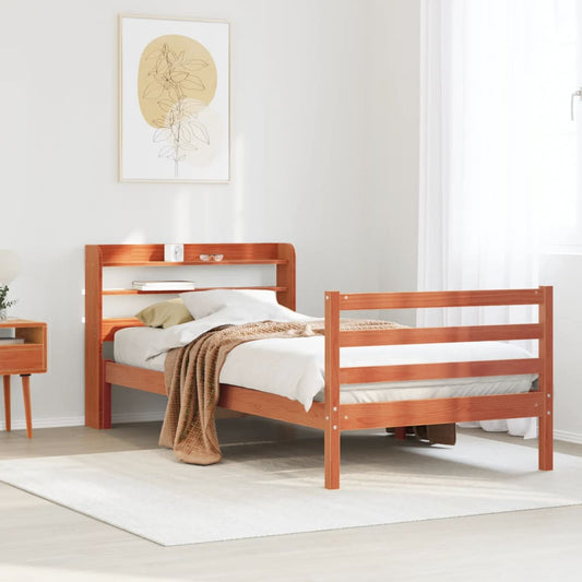 sengeramme uden madras 100x200 cm massivt fyrretræ gyldenbrun