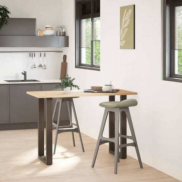 barbordsben U-formet 2 stk. naturstål 50x(90-91) cm stål