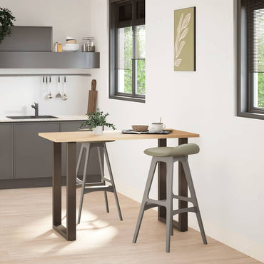 barbordsben U-formet 2 stk. naturstål 60x(90-91) cm stål