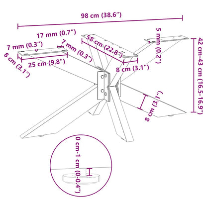 sofabordben edderkopformet sort 98x58x(42-43) cm stål