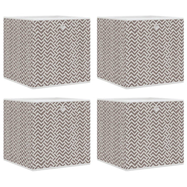 opbevaringskasser 4 stk. 32x32x32 cm foldbare stof brun