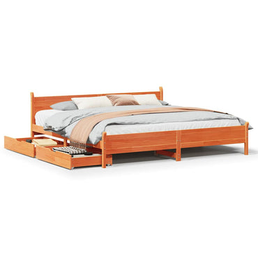 sengeramme uden madras 200x200 cm massivt fyrretræ gyldenbrun