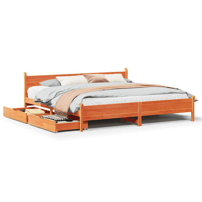 sengeramme uden madras 200x200 cm massivt fyrretræ gyldenbrun