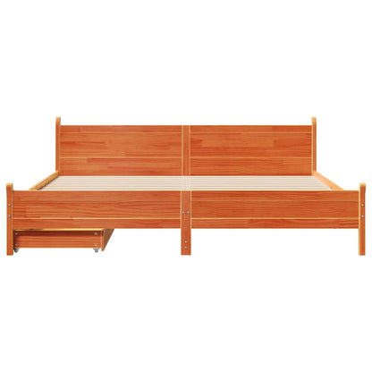 sengeramme uden madras 200x200 cm massivt fyrretræ gyldenbrun