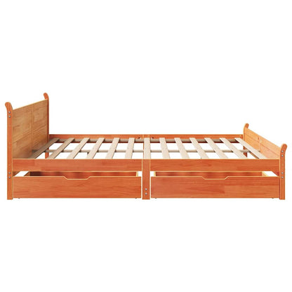 sengeramme uden madras 200x200 cm massivt fyrretræ gyldenbrun