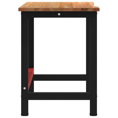 Werkbank 140x60x81,5 cm massive Eiche rechteckig dunkelbraun
