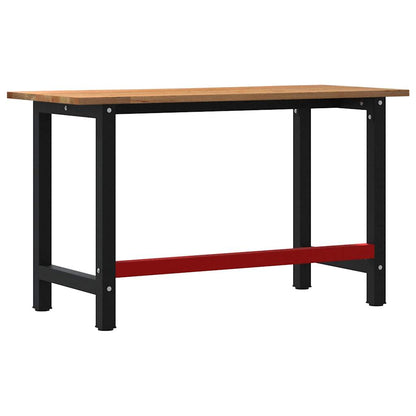 Werkbank 140x60x81,5 cm massive Eiche rechteckig dunkelbraun