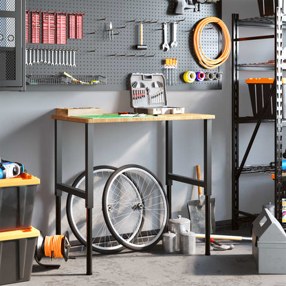 arbejdsbænk 100x60x(71,5-98) cm massivt egetræ rektangulær