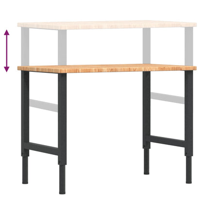 arbejdsbænk 100x60x(71,5-98) cm massivt egetræ rektangulær