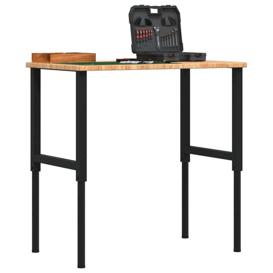 Werkbank 100x60x(71,5-98) cm massive Eiche rechteckig