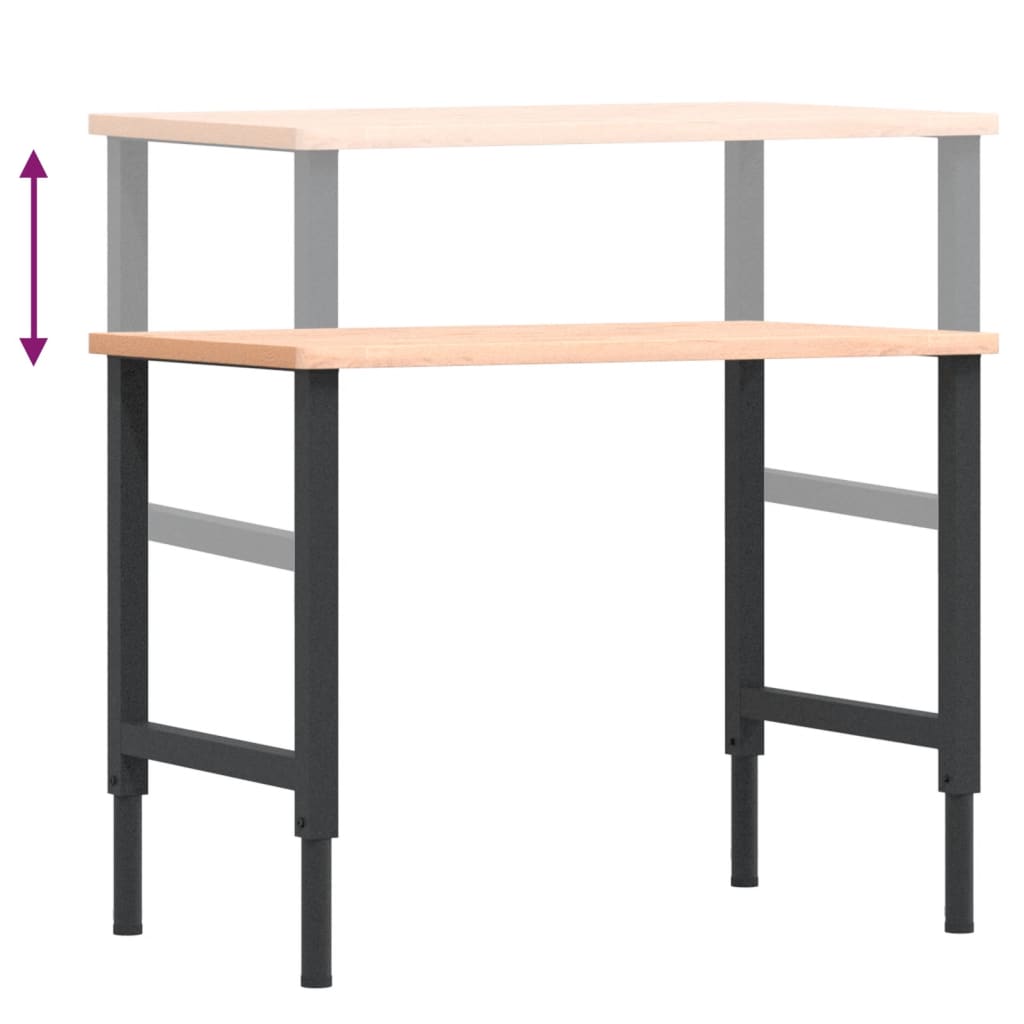 Werkbank 100x60x(71,5-98) cm massives Buchenholz rechteckig