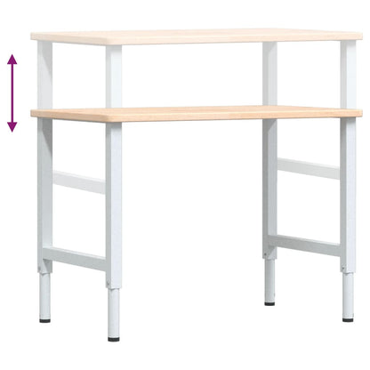 Werkbank 100x60x(71,5-98) cm massive Eiche rechteckig
