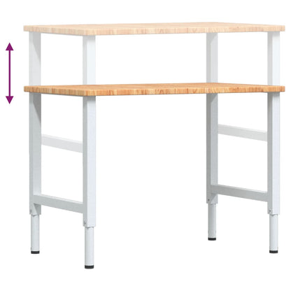 Werkbank 100x60x(71,5-98) cm massive Eiche rechteckig